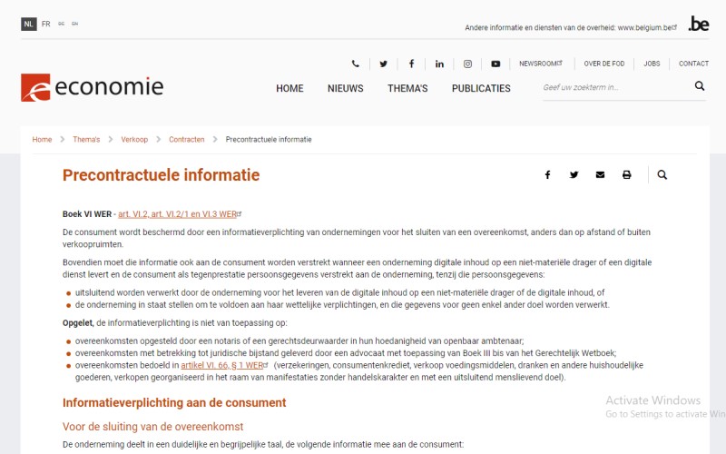 Precontractuele informatie